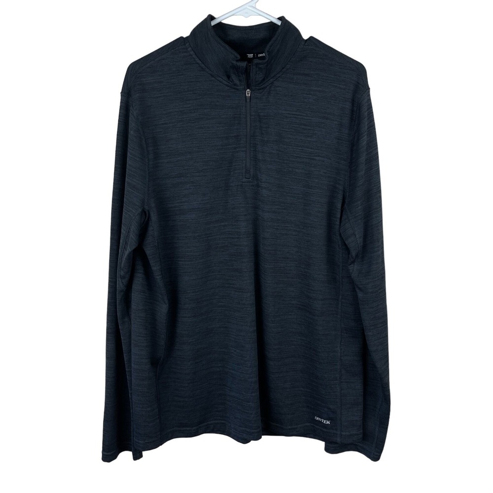 Tek Gear Dry Tek Pullover Top Shirt Mens‎ Size L Black Quarter Zip Long Sleeve